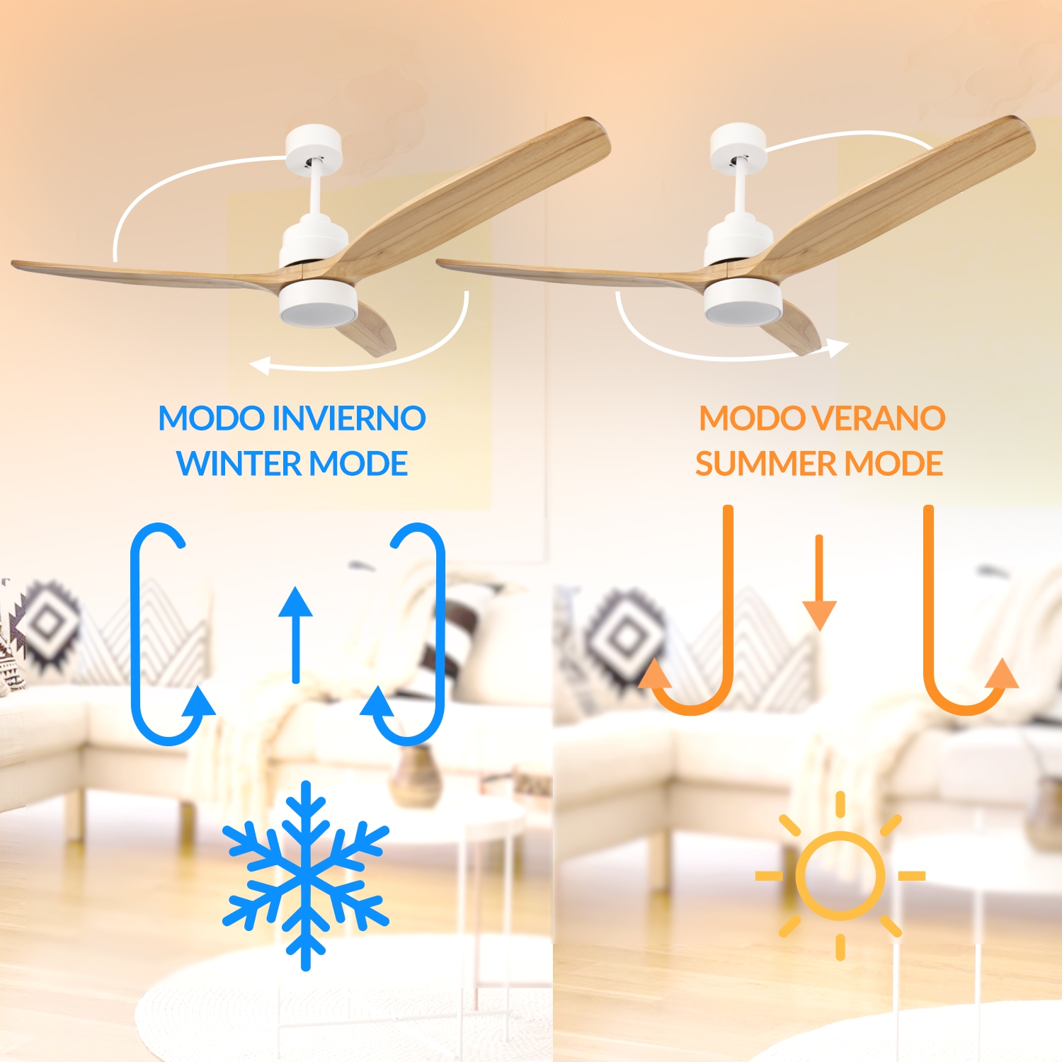 Ventilateur de Plafond LED 132cm avec Télécommande, Moteur DC Silencieux, Lumière Réglable – Image 4