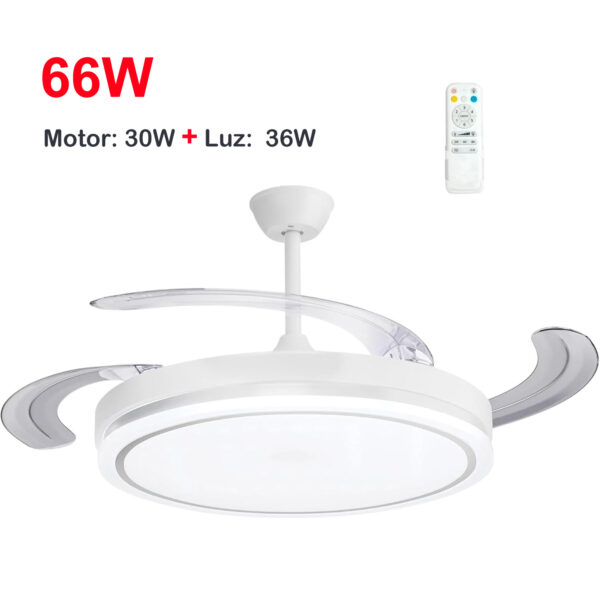 Alternative view of Ventilador de Techo Moderno 66W con 4 Aspas Retráctiles, Luz LED 36W, Motor DC 30W, 6 Velocidades, 3CCT, Control Remoto OstarkDom-LEDUNI