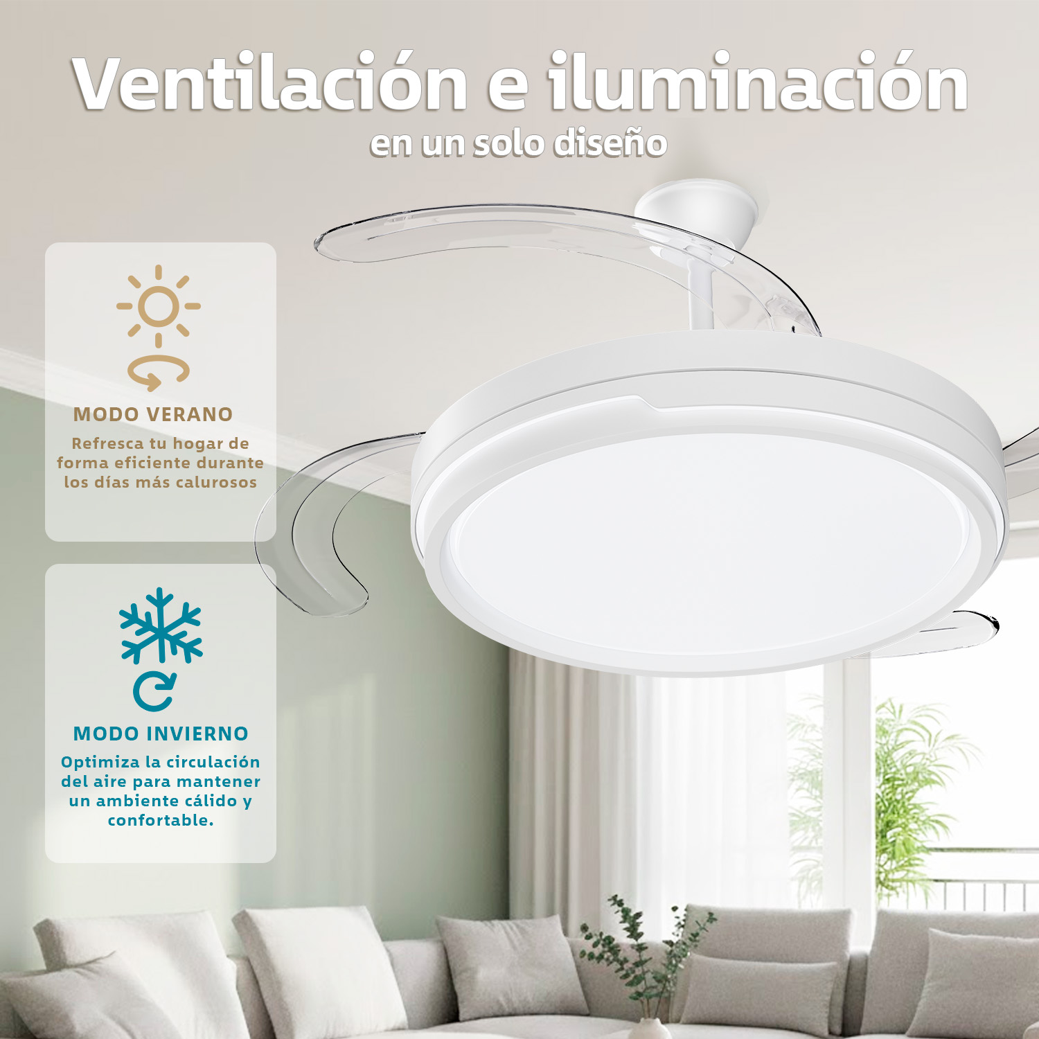 OStarkDom Ventilateur de toit 96W avec lumière 66W+30W Moteur DC, Silencieux avec Télécommande – Image 6