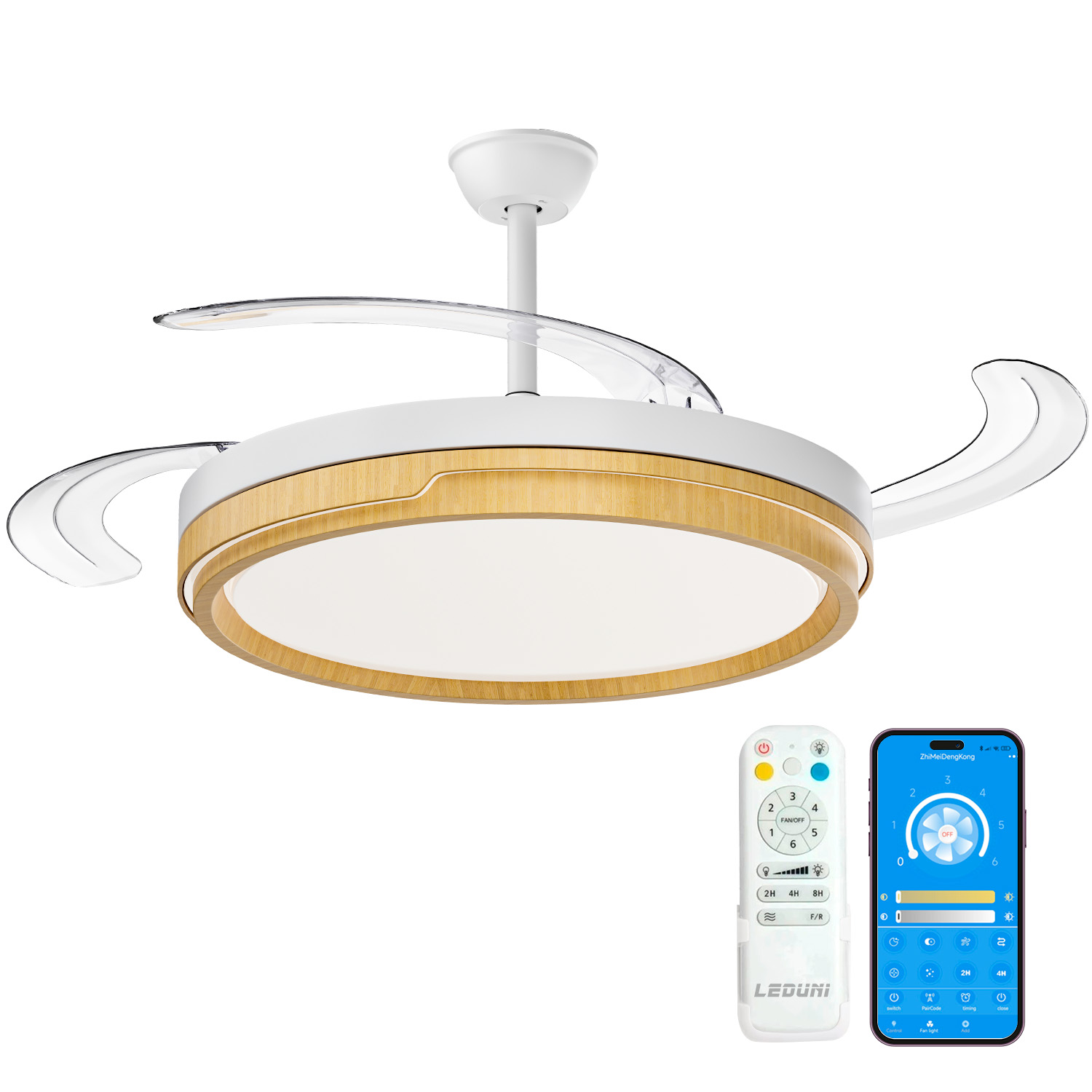 OStarkDom Ventilateur de toit 96W avec lumière 66W+30W Moteur DC, Silencieux avec Télécommande