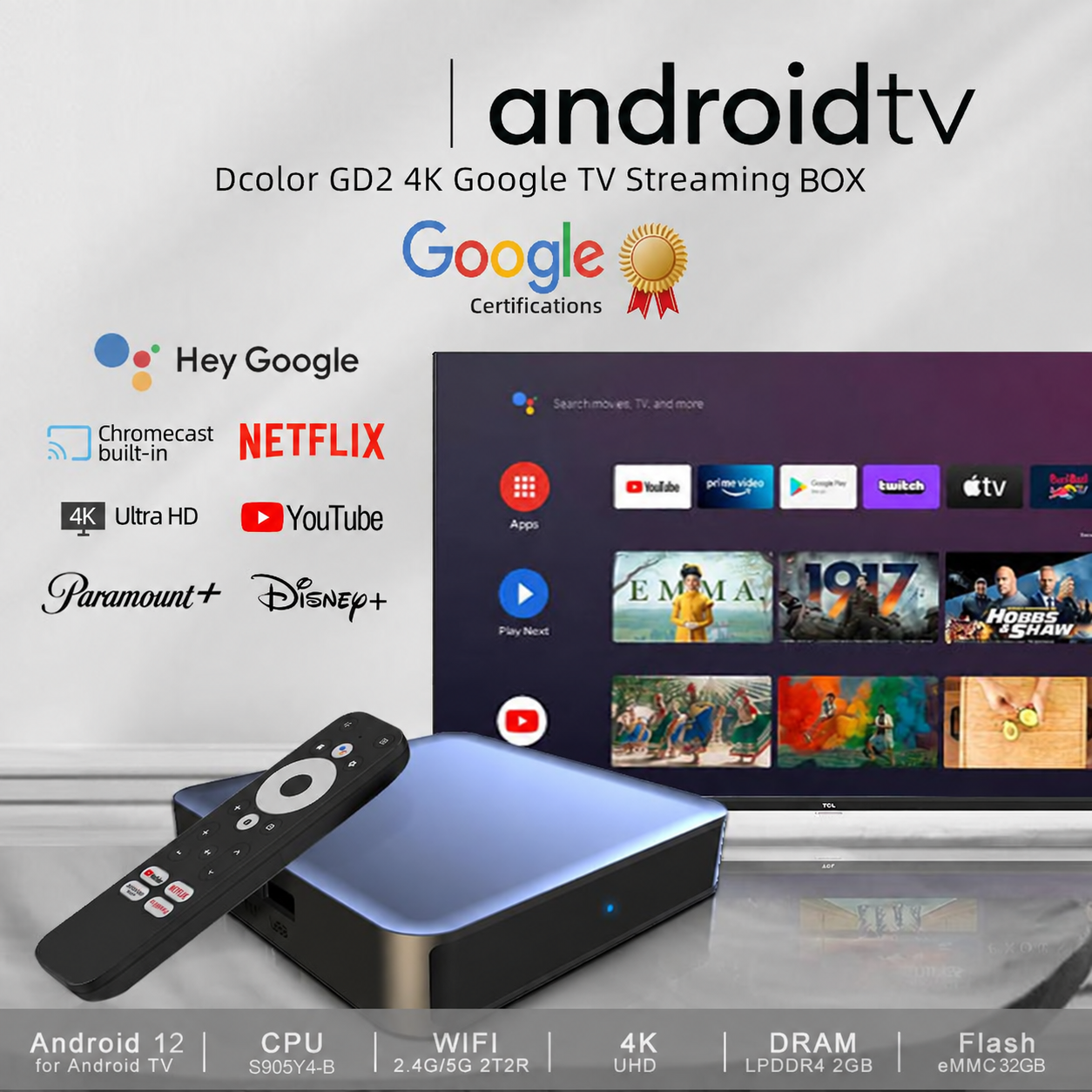 ostark gd2 android tvbox 4gb+32gb google certificado netflix 4k