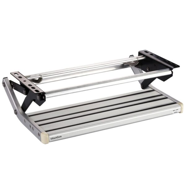 OSTARKDOM RASS-21 Escalón Manual Retráctil para Autocaravana y Caravana, Peldaño de Aluminio Antideslizante, Capacidad de Carga de 200 kg, Diseño Compacto